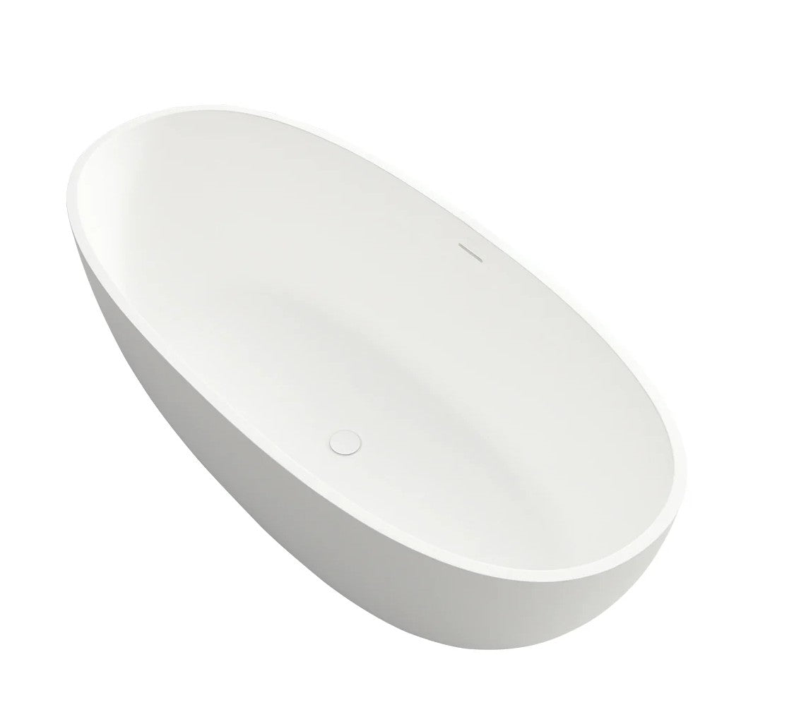 Wellfor - 65" Stone Resin Solid Surface Flat Bottom Freestanding Bathtub - FS303-1650