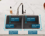Elkay Quartz Classic 33" Undermount Double Basin Quartz Composite Kitchen Sink in Greystone  - ELGU3322GS0