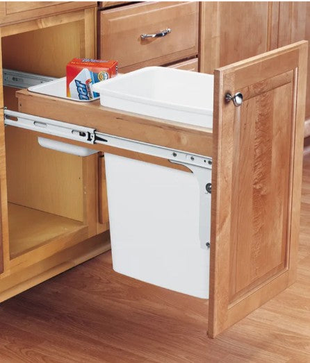 Rev-A-Shelf 35 Qt. Maple Top Mount Waste Container (1.5" faceframe) - White- 4WCTM-12DM-1
