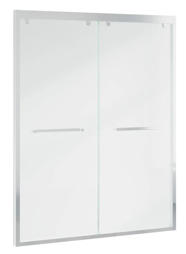 Wellfor 56–60 Inch Double Sliding Shower Door with Chrome Aluminum Alloy Frame and 5/16" Tempered Clear Glass -  P303460