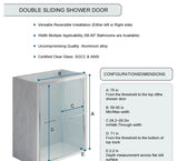 Wellfor 56–60 Inch Double Sliding Shower Door with Chrome Aluminum Alloy Frame and 5/16" Tempered Clear Glass -  P303460