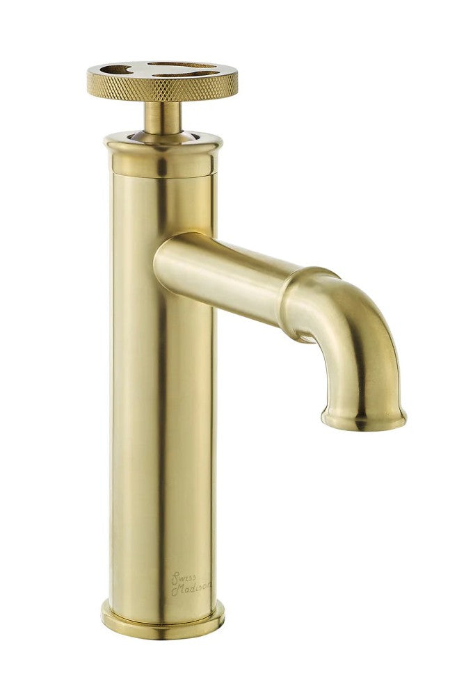 Avallon Single Hole, Single-Handle Wheel, Bathroom Faucet in Brushed Gold - SM-BF80BG