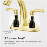 2-Handle 4" Centerset Bathroom Faucet- Polished Brushed Gold