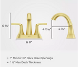 2-Handle 4" Centerset Bathroom Faucet- Polished Brushed Gold