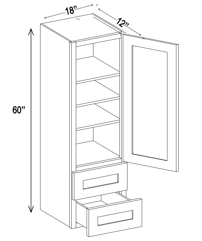 Wall Tower Cabinets - 60"H x 18"W x 12"D