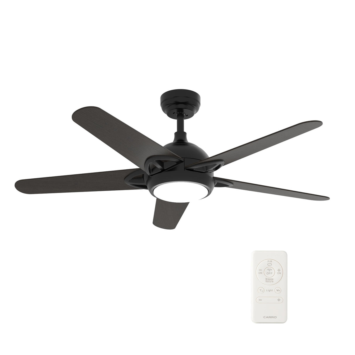 Sonnen 52" In. Black/Walnut 5 Blade Smart Ceiling Fan with Dimmable LED Light Kit Works with Remote Control, Wi-Fi apps and Voice control via Google Assistant/Alexa/Siri