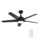 Sonnen 52" In. Black/Walnut 5 Blade Smart Ceiling Fan with Dimmable LED Light Kit Works with Remote Control, Wi-Fi apps and Voice control via Google Assistant/Alexa/Siri