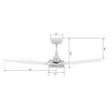 Voyager 52" In. White/Wooden 5 Blade Smart Ceiling Fan with Dimmable LED Light Kit Works with Remote Control, Wi-Fi apps and Voice control via Google Assistant/Alexa/Siri