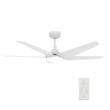 Voyager 52" In. White/Wooden 5 Blade Smart Ceiling Fan with Dimmable LED Light Kit Works with Remote Control, Wi-Fi apps and Voice control via Google Assistant/Alexa/Siri