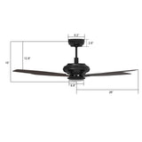 Somerset 52" In. Black/Walnut 5 Blade Smart Ceiling Fan with Dimmable LED Light Kit Works with Remote Control, Wi-Fi apps and Voice control via Google Assistant/Alexa/Siri