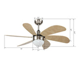 Minimus 38" In. 6 Blade Smart Ceiling Fan with LED Light Kit Works with Wall control, Wi-Fi apps and Voice control via Google Assistant/Alexa/Siri