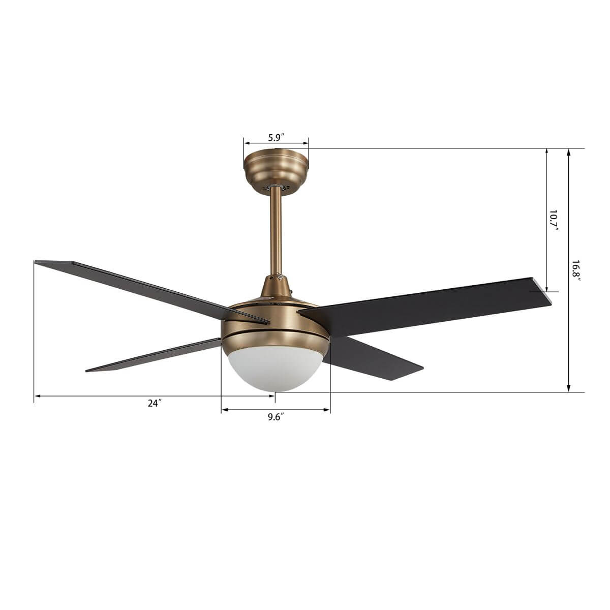 Nova 48" In. 4 Blade Smart Ceiling Fan with LED Light Kit Works with Wall control, Wi-Fi apps and Voice control via Google Assistant/Alexa/Siri