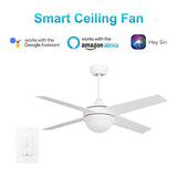 Nova 48" In. 4 Blade Smart Ceiling Fan with LED Light Kit Works with Wall control, Wi-Fi apps and Voice control via Google Assistant/Alexa/Siri