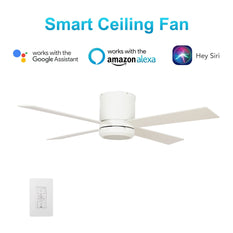 Arlo 52" In. 4 Blade Smart Ceiling Fan with Dimmable LED Light Kit Works with Wall control, Wi-Fi apps and Voice control via Google Assistant/Alexa/Siri