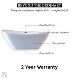 Sky 71 In. Freestanding Soaking Acrylic Bathtub with Chrome Plated - Center Drain & Overflow Cover