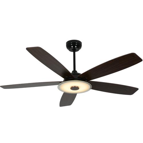 Striker Black/Dark Wood 5 Blade Smart Ceiling Fan with Dimmable LED Light Kit Works with Remote Control, Wi-Fi apps and Voice control via Google Assistant/Alexa/Siri