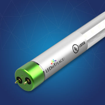 T8 4ft LED Tube/Bulb - Glass 18W 1800 Lumens 5000K Clear, G13 Base, Single Ended power - Ballast Bypass