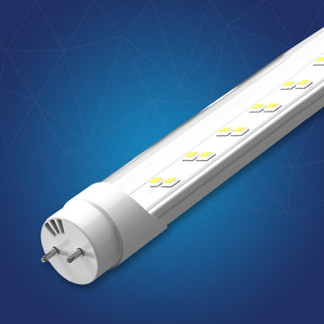 T8 4ft LED Tube/Bulb - 22W 3000 Lumens 5000K Clear, 2-Row, Double Ended Power - Ballast Bypass