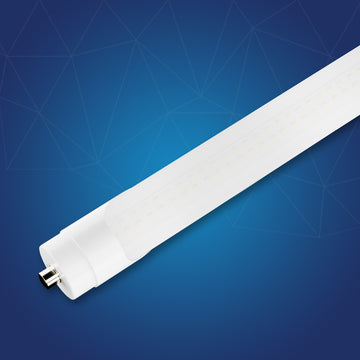 T8 8ft LED Tube/Bulb - 48w/40w/36w/32w Wattage Adjustable, 130lm/w, 3000k/4000k/5000k/6500k CCT Changeable, Frosted, FA8 Single Pin, Double End Power - Ballast Bypass