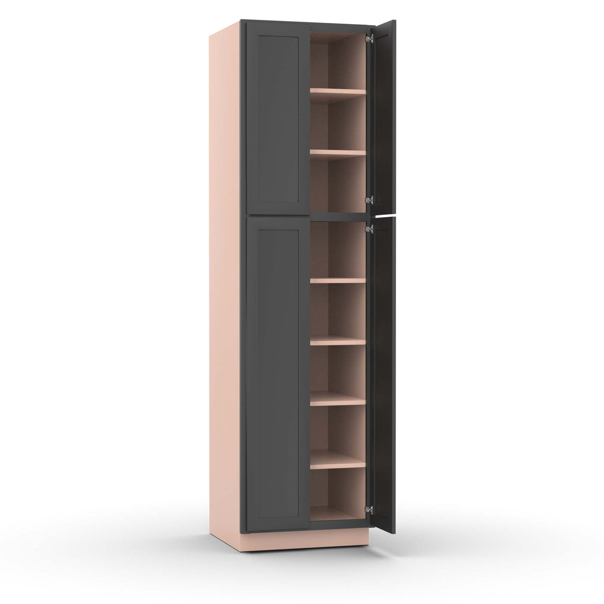 Liberty Shaker Grey - 24 Inch Double Door Pantry Tall Cabinet - 24" Width x 90" Height x 24" Depth