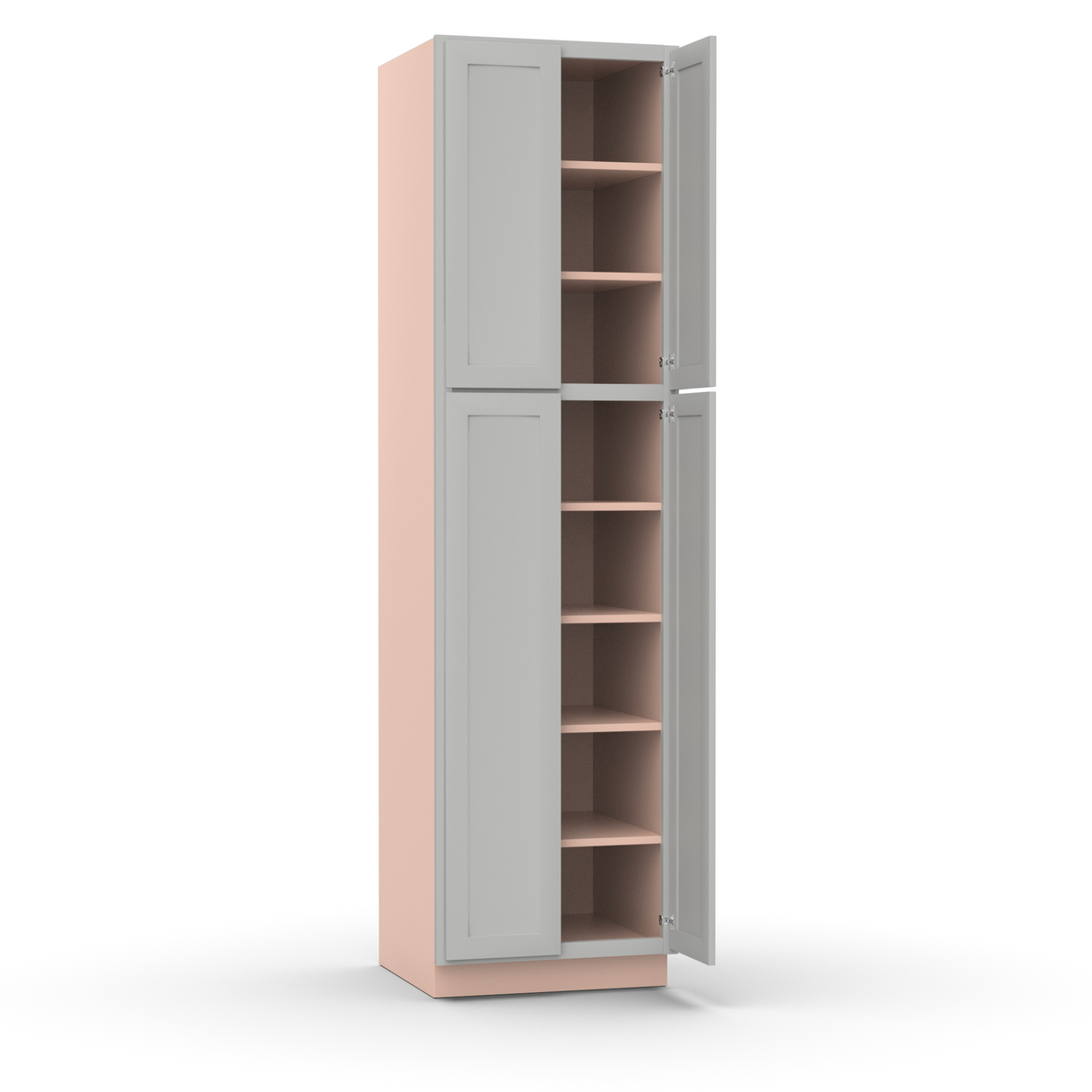 Liberty Shaker Ashen - 24 Inch Double Door Pantry Tall Cabinet - 24" Width x 90" Height x 24" Depth