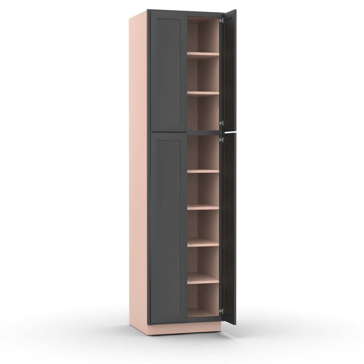 Liberty Shaker Grey - 24 Inch Double Door Pantry Tall Cabinet - 24" Width x 96" Height x 24" Depth