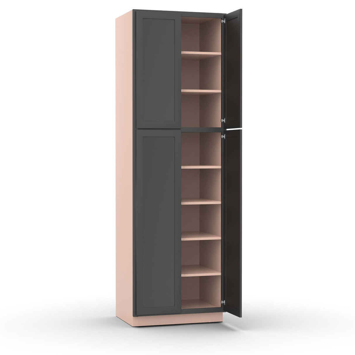 Liberty Shaker Grey - 30 Inch Double Door Pantry Tall Cabinet - 30" Width x 96" Height x 24" Depth