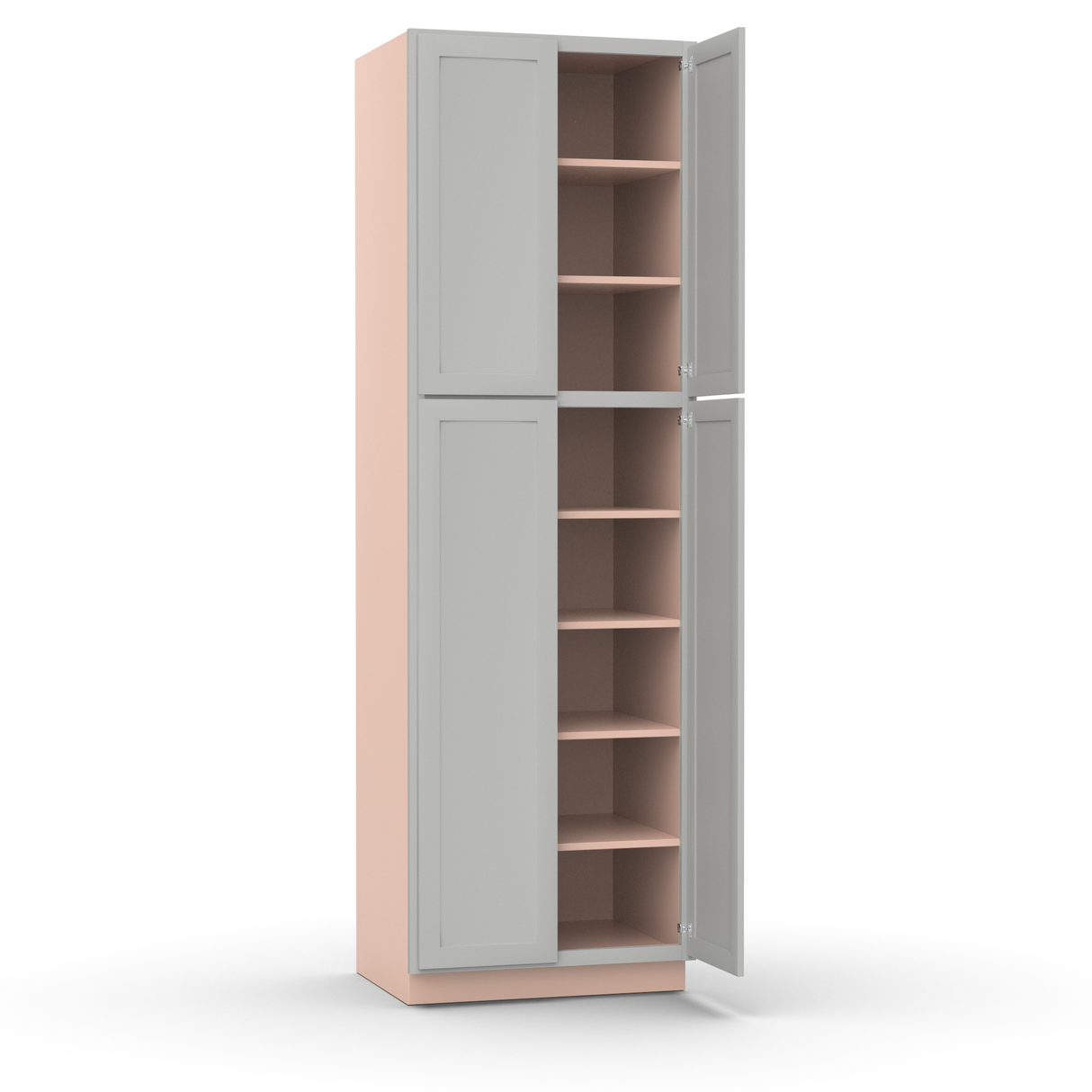 Liberty Shaker Ashen - 30 Inch Double Door Pantry Tall Cabinet - 30" Width x 96" Height x 24" Depth