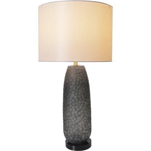 Flores Petals Textured Cylinder Glass Table Lamp 29" - Smoke Gray/Light Gray