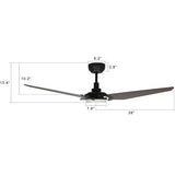 Trailblazer Black/Dark Wood 3 Blade Smart Ceiling Fan with Dimmable LED Light Kit Works with Remote Control, Wi-Fi apps and Voice control via Google Assistant/Alexa/Siri