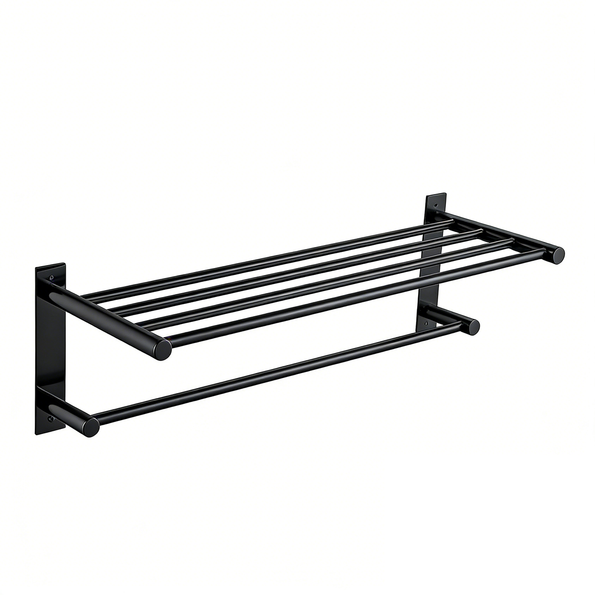 Ivanees Stainless Steel Towel Rack in Matte Black Finish – Wall Mounted Bathroom Towel Holder