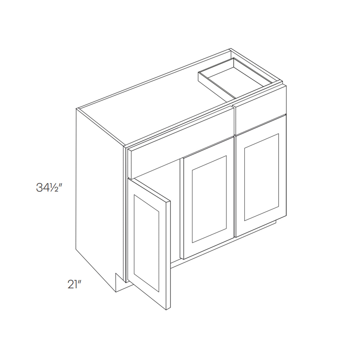 Luxor Misty Grey - 3 Door Vanity Base Cabinet | 36"W x 34.5"H x 21"D