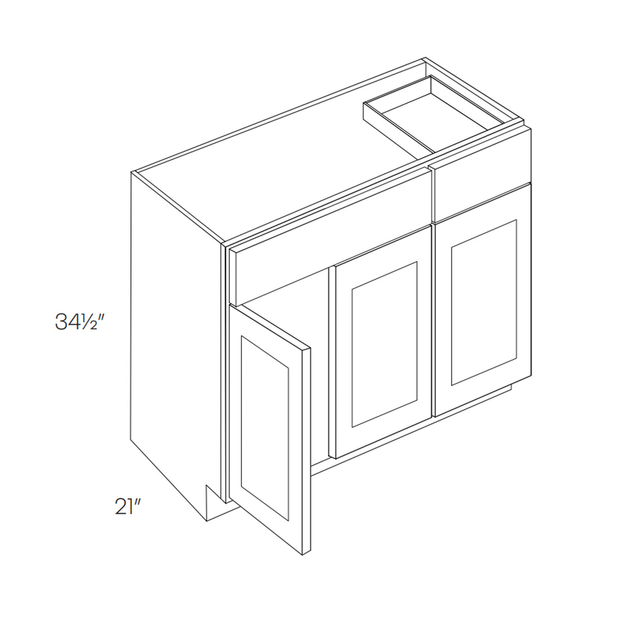 RTA Luxor Smoky Grey - 3 Door Vanity Base Cabinet | 36"W x 34.5"H x 21"D