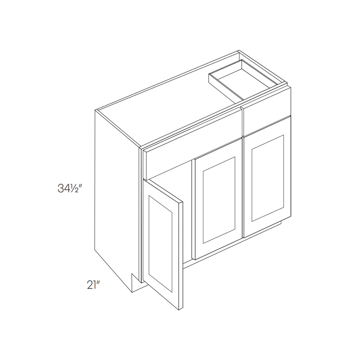 Luxor Misty Grey - 3 Door Vanity Base Cabinet | 42"W x 34.5"H x 21"D