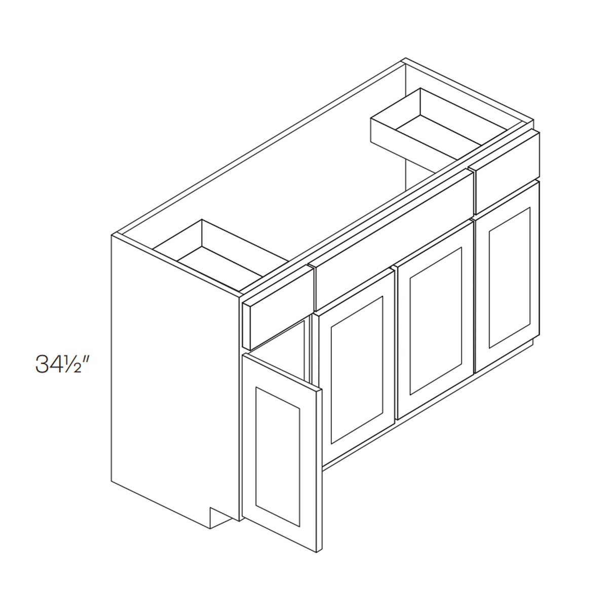 Luxor Misty Grey - 4 Door Vanity Base Cabinet | 60"W x 34.5"H x 21"D