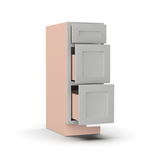 Liberty Shaker Ashen - 12 Inch Vanity Drawer Base Cabinet - 12" Width x 34.5" Height x 21" Depth