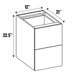 Gris Plomo Matte - Vanity Hanging Drawer Base Cabinet - 12"W x 22.5"H x 21"D - Frameless Cabinet