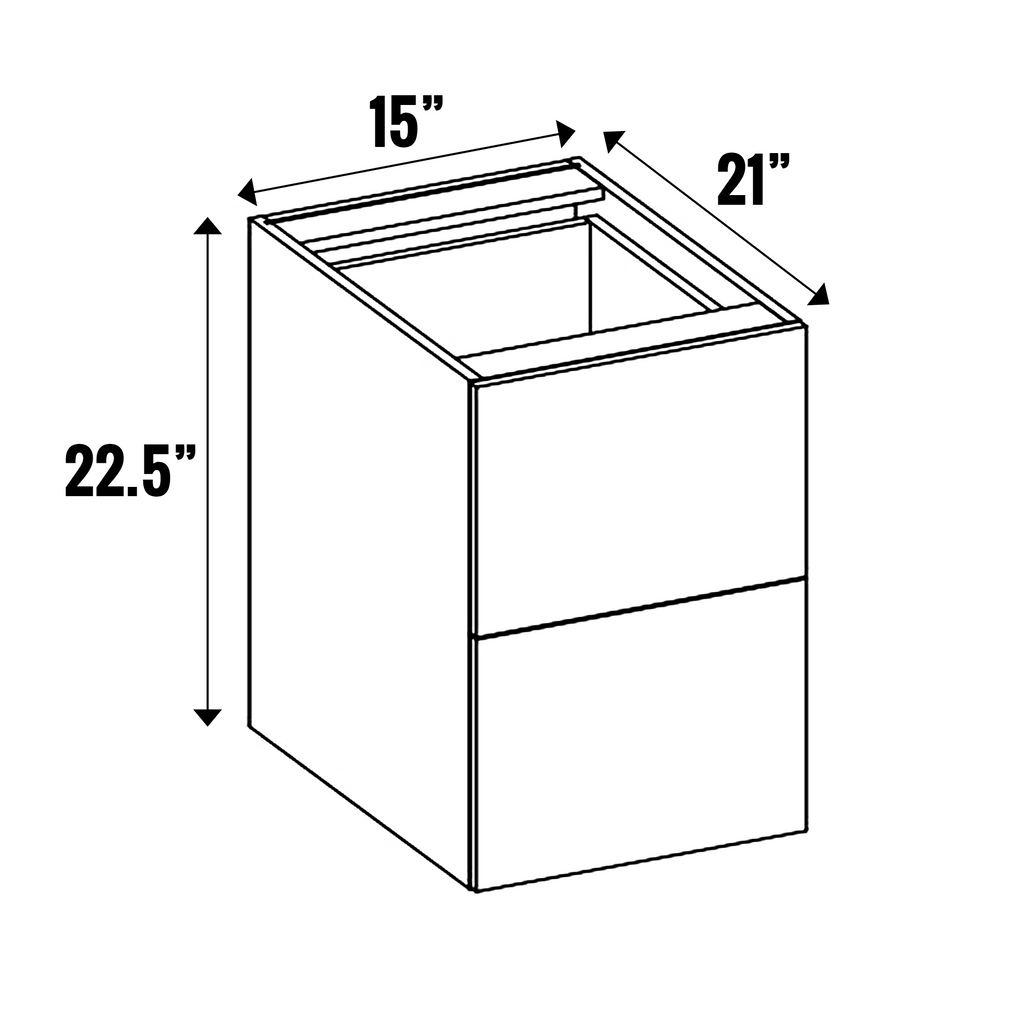 Gris Nube Matte - Vanity Hanging Drawer Base Cabinets - 22.5 Inch Height x 15 Inch Width x 21 Inch Depth - M17-VHDB15-22.5