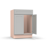 Liberty Shaker Ashen - 24 Inch Vanity Sink Base Cabinet - 24" Width x 34.5" Height x 21" Depth