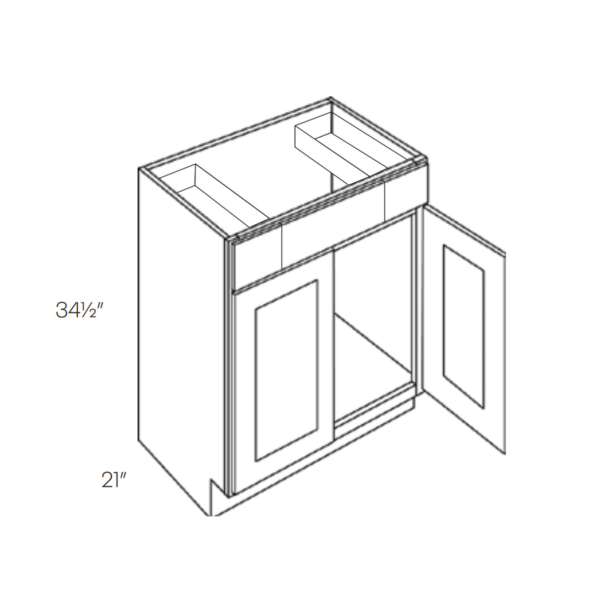 Luxor Misty Grey - 2 Drawer Vanity Cabinet | 36"W x 34.5"H x 21"D