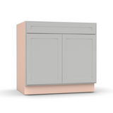 Liberty Shaker Ashen - 36 Inch Vanity Sink Base Cabinet - 36" Width x 34.5" Height x 21" Depth