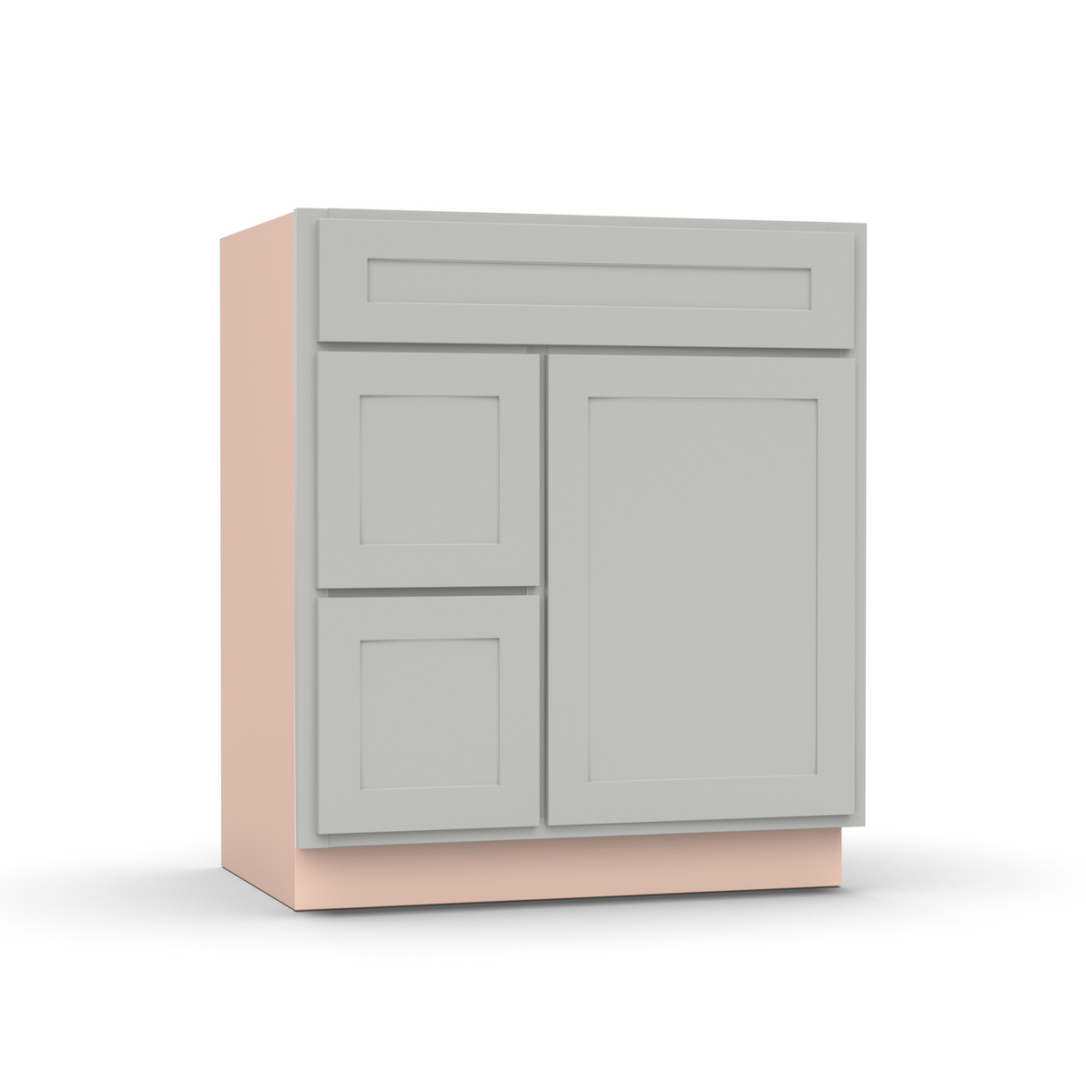 Liberty Shaker Ashen - 30 Inch Vanity Sink Drawer Base Cabinet - 30" Width x 34.5" Height x 21" Depth