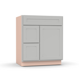 Liberty Shaker Ashen - 30 Inch Vanity Sink Drawer Base Cabinet - 30" Width x 34.5" Height x 21" Depth