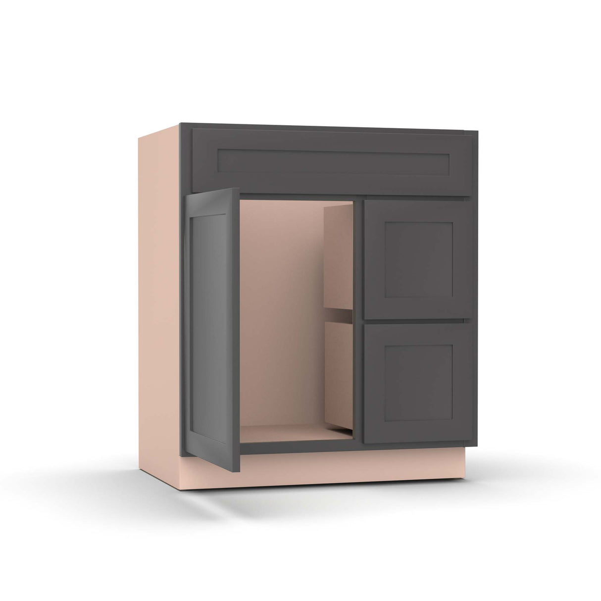 Liberty Shaker Grey - 30 Inch Vanity Sink Drawer Base Cabinet - 30" Width x 34.5" Height x 21" Depth