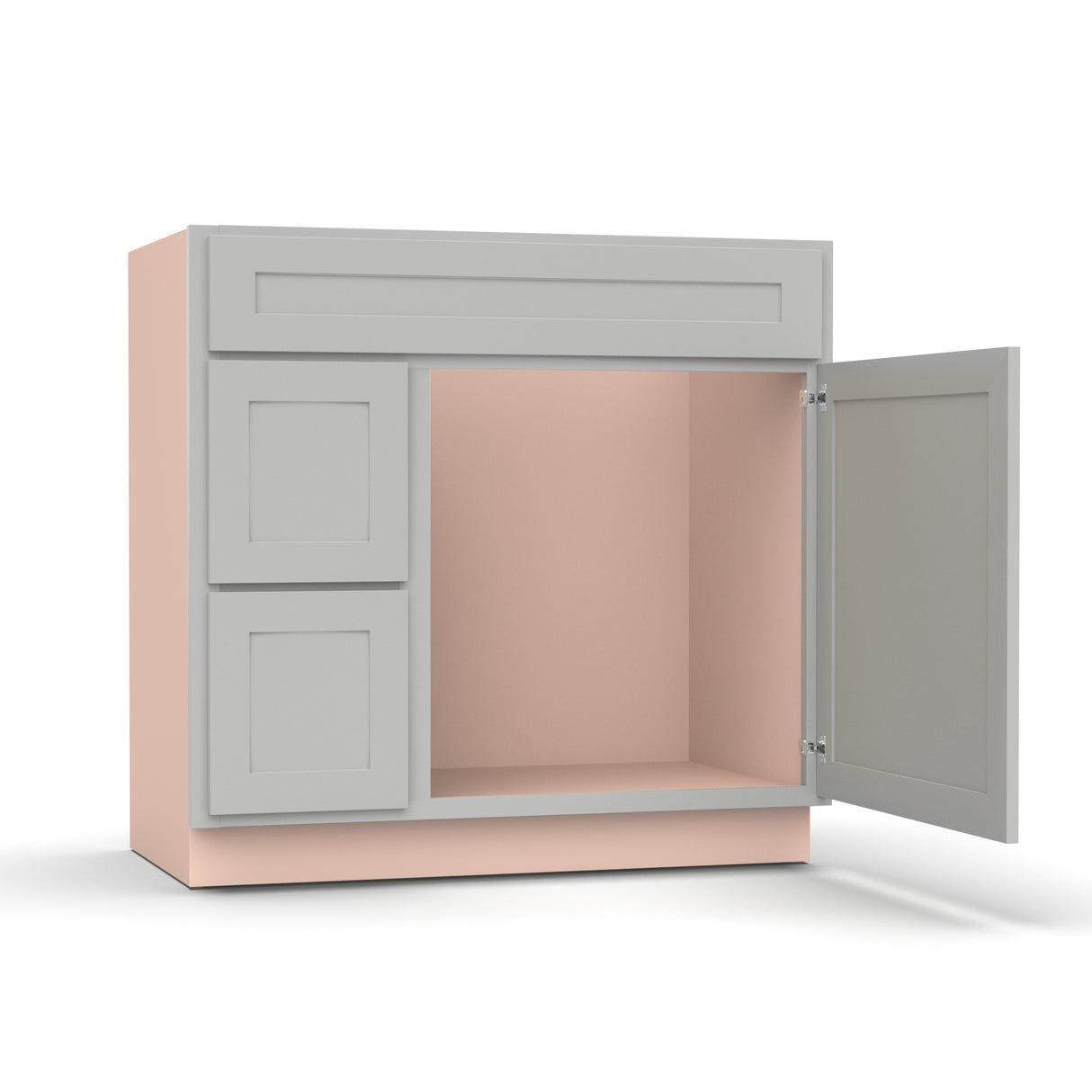 Liberty Shaker Ashen - 36 Inch Vanity Sink Drawer Base Cabinet - 36" Width x 34.5" Height x 21" Depth