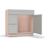 Liberty Shaker Ashen - 36 Inch Vanity Sink Drawer Base Cabinet - 36" Width x 34.5" Height x 21" Depth