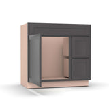 Liberty Shaker Grey - 36 Inch Vanity Sink Drawer Base Cabinet - 36" Width x 34.5" Height x 21" Depth