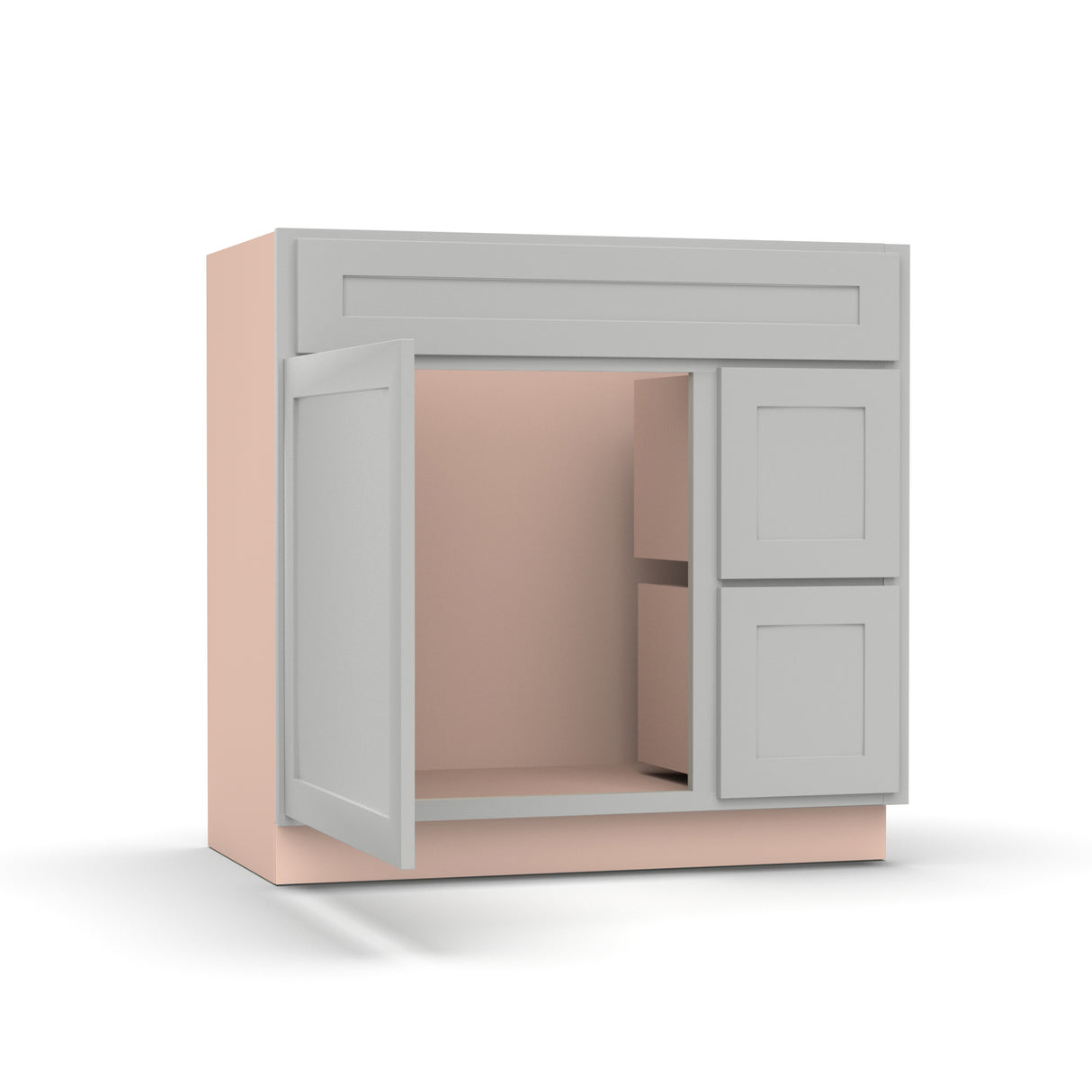 Liberty Shaker Ashen - 36 Inch Vanity Sink Drawer Base Cabinet - 36" Width x 34.5" Height x 21" Depth