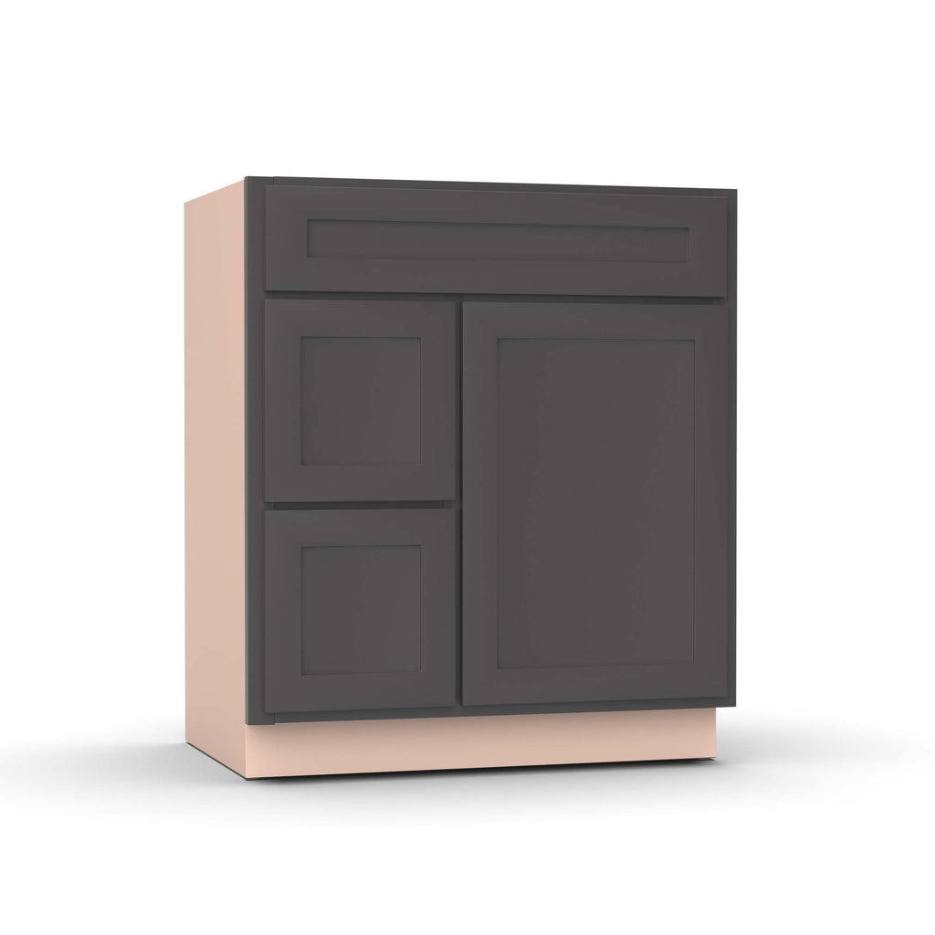 Liberty Shaker Grey - 30 Inch Vanity Sink Drawer Base Cabinet - 30