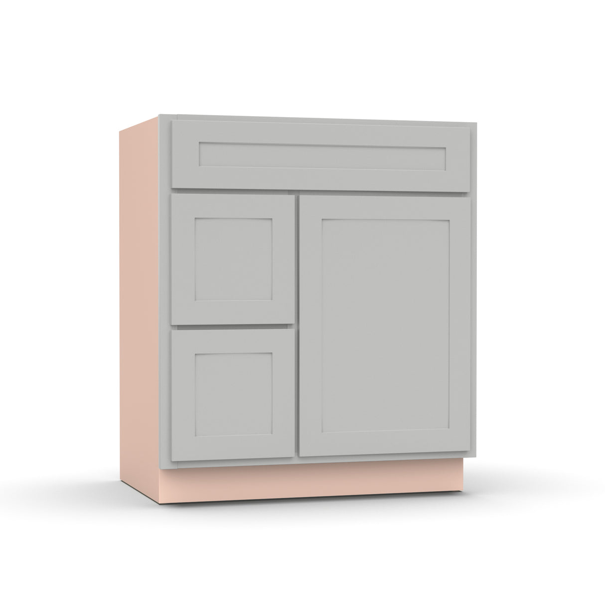 Liberty Shaker Ashen - 30 Inch Vanity Sink Drawer Base Cabinet - 30" Width x 34.5" Height x 21" Depth